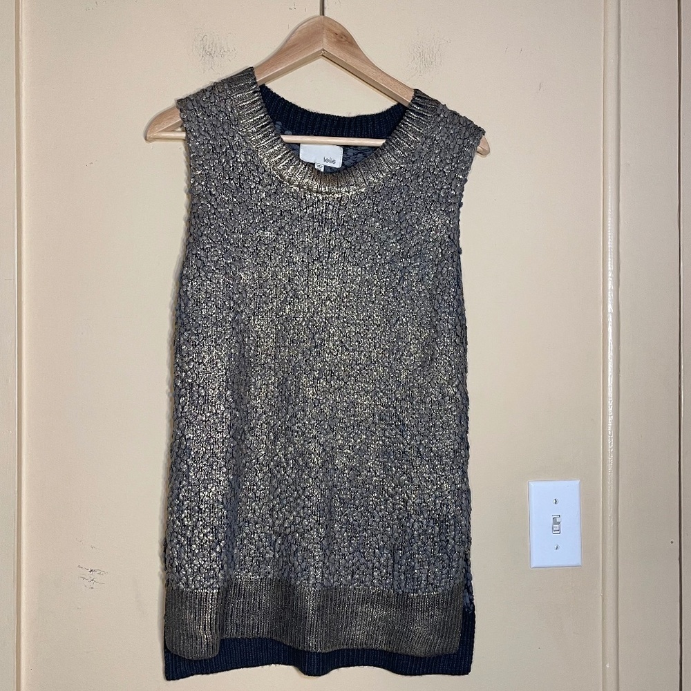 Le Lis Metallic Knit Sleeveless Top - Gold and Gray